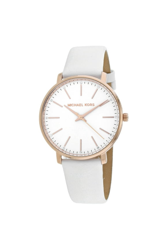 Women's Pyper Gold Case White Leather Watch MK2800