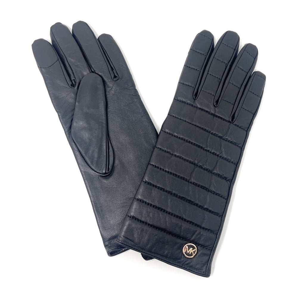 Michael Kors Women's Quilted Leather Gloves, Black, Small