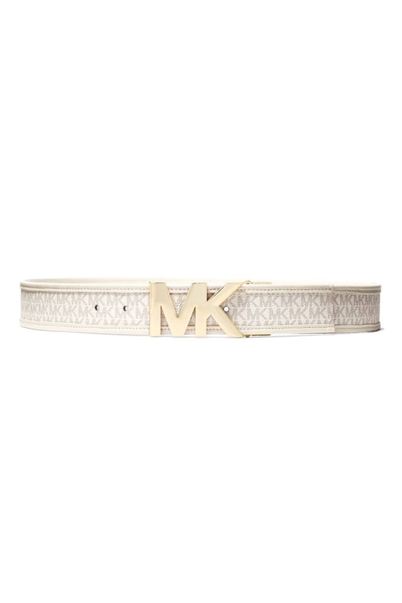 Women's Reversible Logo and Leather Waist Belt (Vanilla / Light Cream), Extra Large