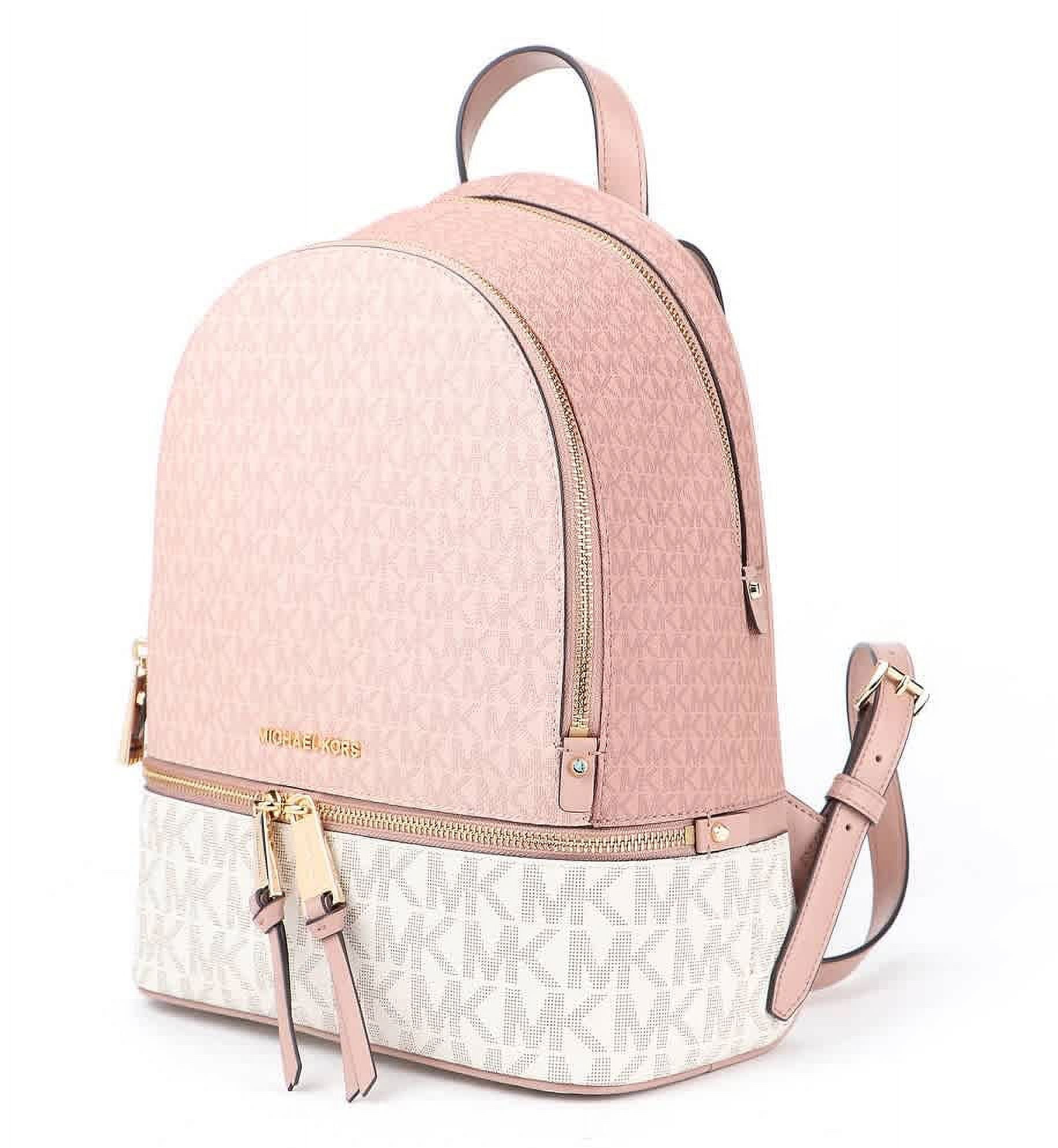 Michael Kors Signature Logo Rhea Medium Primrose Pink Tri-Color Block  Backpack