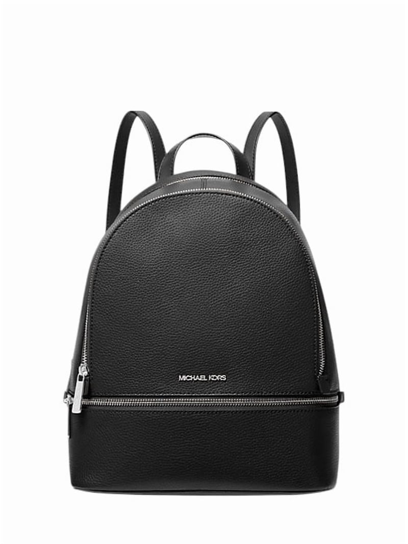MICHAEL KORS ブラックレザーリュック Michael Kors, Women's Rhea Medium Pebbled Leather Backpack, Black