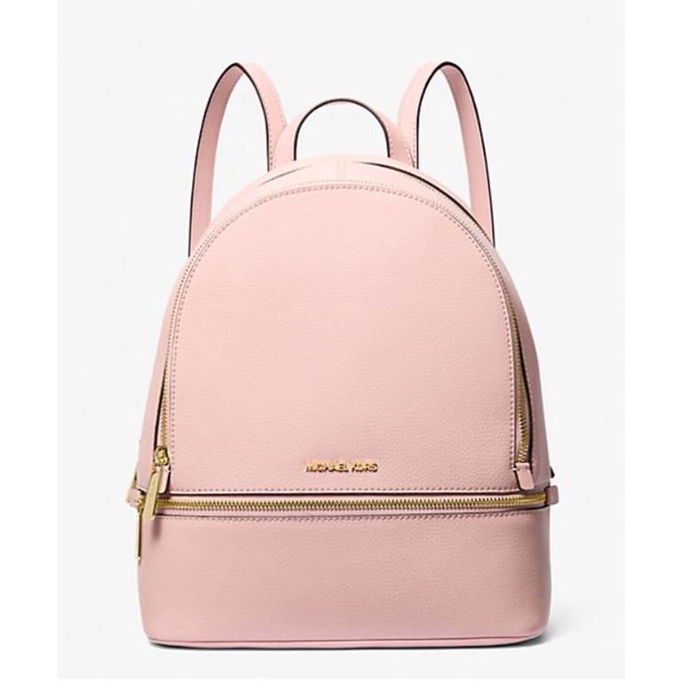 bprep pink leather backpack Michael Kors Women's Rhea Medium Pebbled Leather Backpack (Powder Blush)  35S5GRAB2L-424