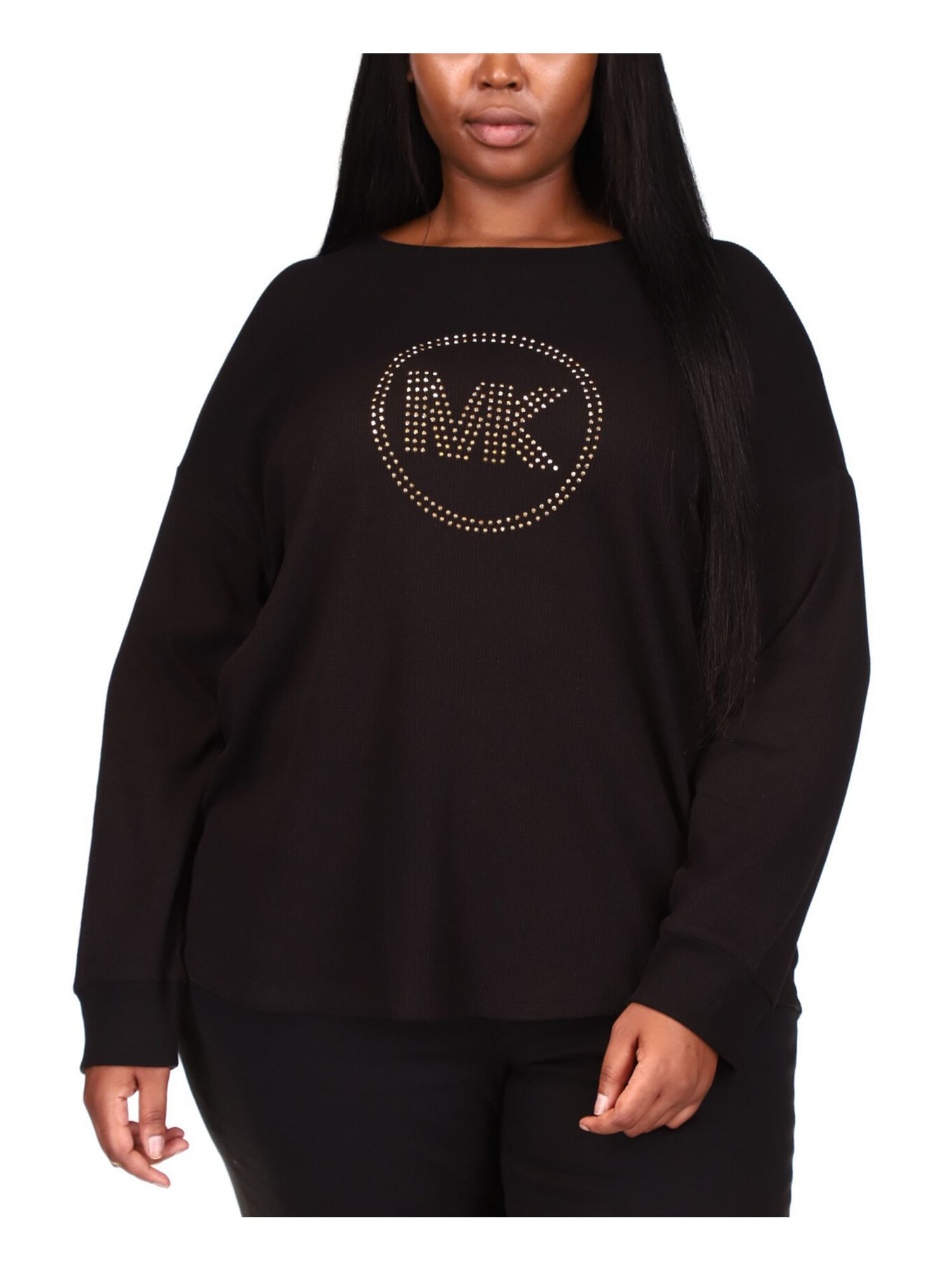 MICHAEL MICHAEL KORS Womens Black Long Sleeve Crew Liberia Ubuy - Main Image