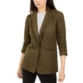 thumbnail image 1 of Michael Kors Women's Ruched Sleeve Linen Blazer Green Size 8 Petite, 1 of 3
