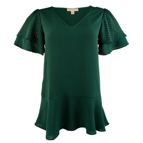 Michael Kors Women's Ruffle Rhinestone Top-RW-XS