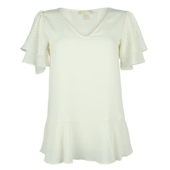 Michael Kors Women's Ruffle Rhinestone Top-RW-XS