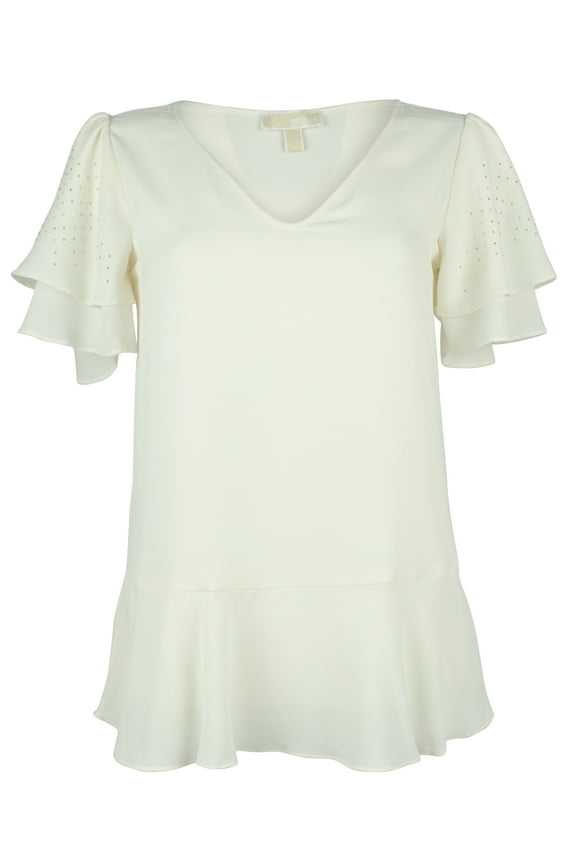 Michael Kors Women's Ruffle Rhinestone Top-RW-XS