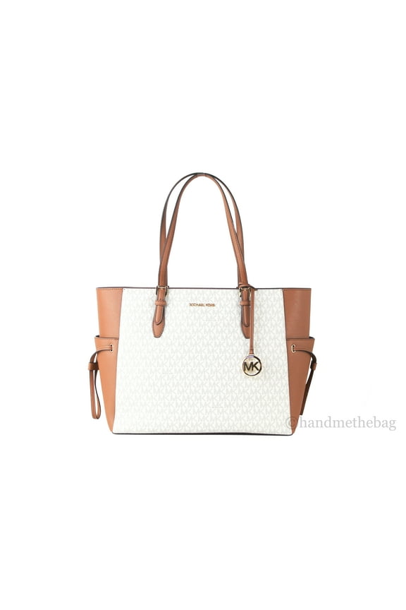 Women’s Saffiano Leather Drawstring Tote, Beige