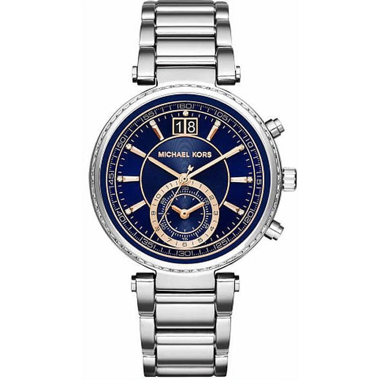 Michael Kors Sawyer Silver Crystal Watch NIB Michael Kors Sawyer Silver Metallic Leather Glitz Dial  main image 2