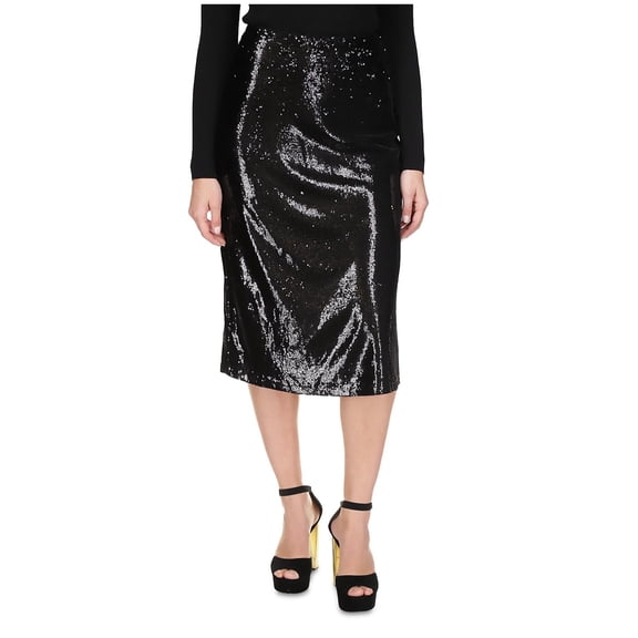 Michael Kors Womens Sequined A-line Skirt, Black, Small