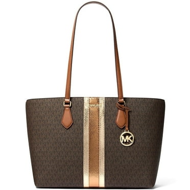 Michael Kors Women's Sheila Large Signature Logo and Metallic Tote Bag (Brown)