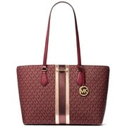 MICHAEL KORS Women's Sheila Large Signature Logo and Metallic Tote Bag (Oxblood)