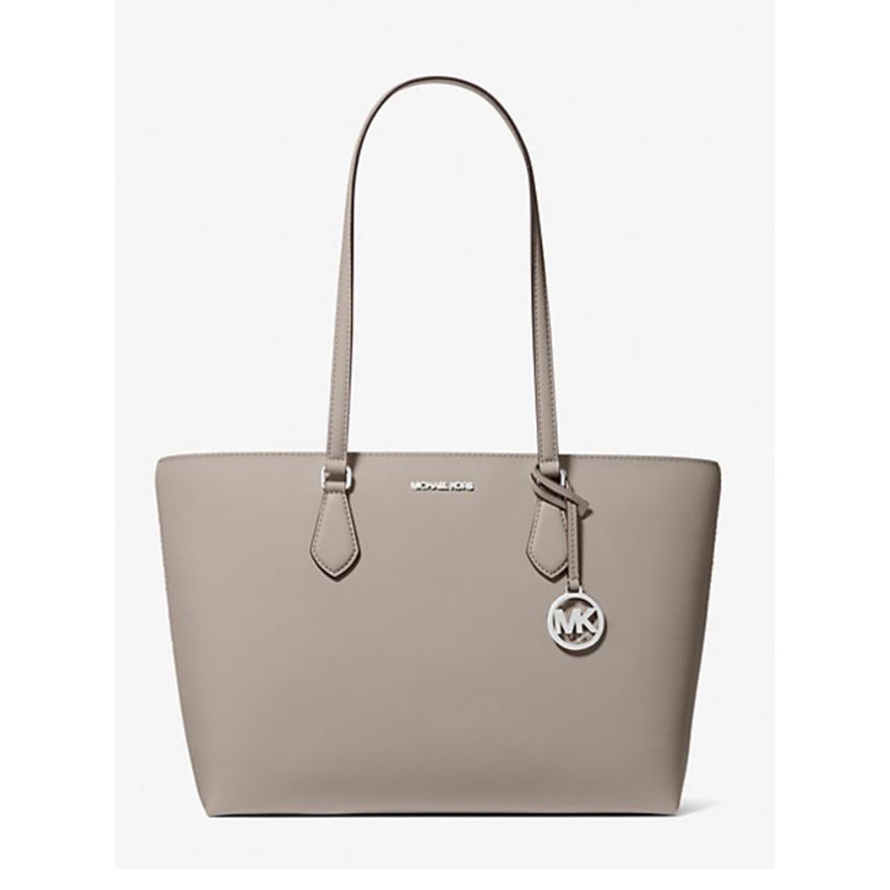 【未使用】Michael Kors Pearl Grey Tote Michael Kors Charlotte Large Saffiano Leather Tote, Top-Zip