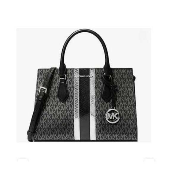 Michael Kors Women's Sheila Medium Signature Logo and Metallic Satchel 35F4S6HS3V-001