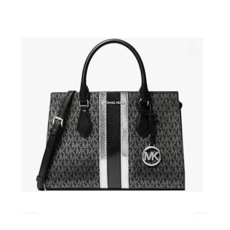 美品 MICHAEL KORS スタッズワンピ 黒 S シルバー Michael Kors Sheila Medium Satchel, Signature Logo, Metallic Snake