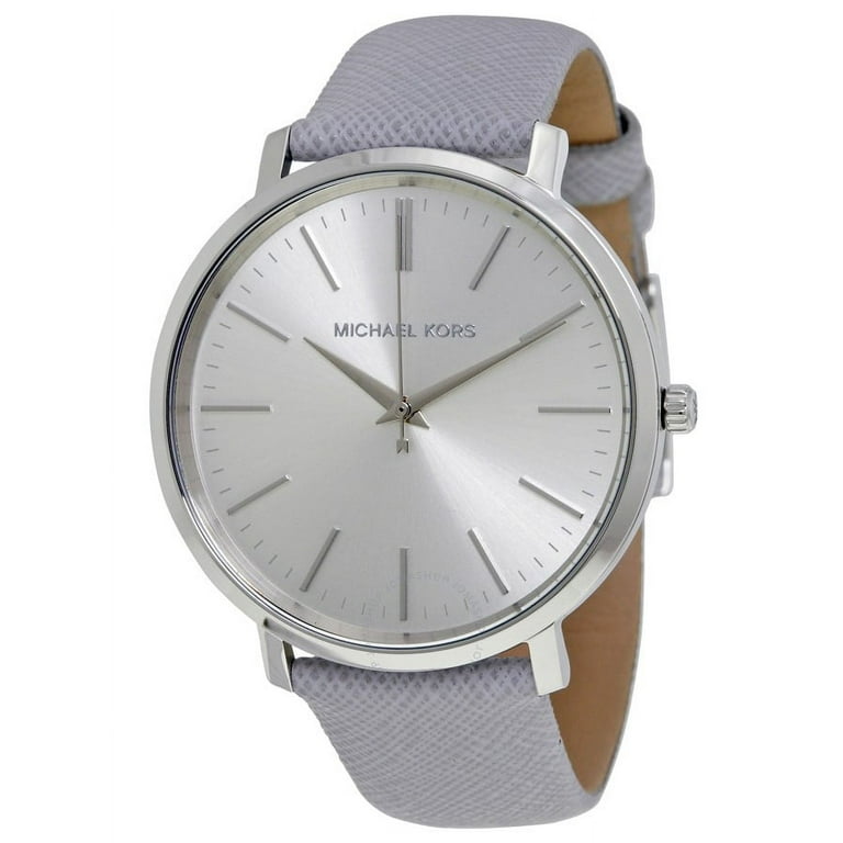 MICHAEL KORS WATCH MK2470 - silver face, gray band Michael Kors MK2470 Silver Dial Grey Leather Strap Women main image 2