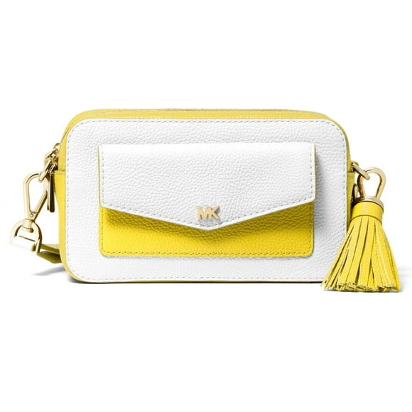 Michael Kors Women's Small Two-Tone Pebbled Leather Camera Bag (Optic White)