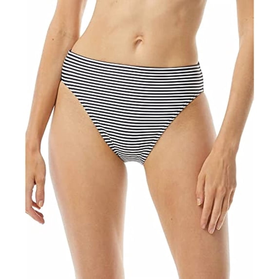 Michael Kors Women's Striped High Waist Bikini Bottoms Swimsuit Blue Size Medium
