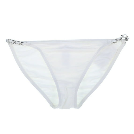 MICHAEL Michael Kors Women's Chain-Trim String Swim Bottom (S, White)