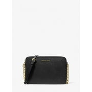 Michael Kors Womens Top Zip Closure Saffiano Leather Crossbody Bag, Black