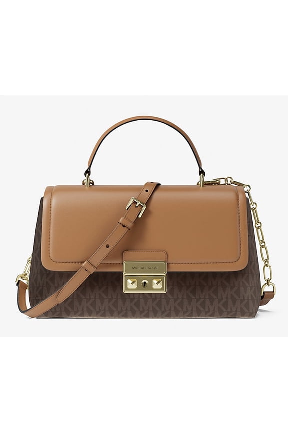 Womens Tribeca Medium Satchel  Signature Logo Print Canvas Designer Handbag