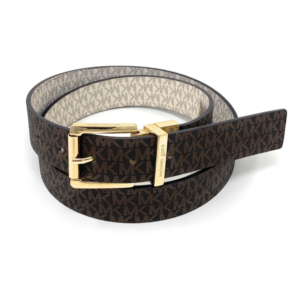 Michael Kors Women s Twist Reversible 30mm MK Logo Leather Belt Brown Vanilla Small Walmart