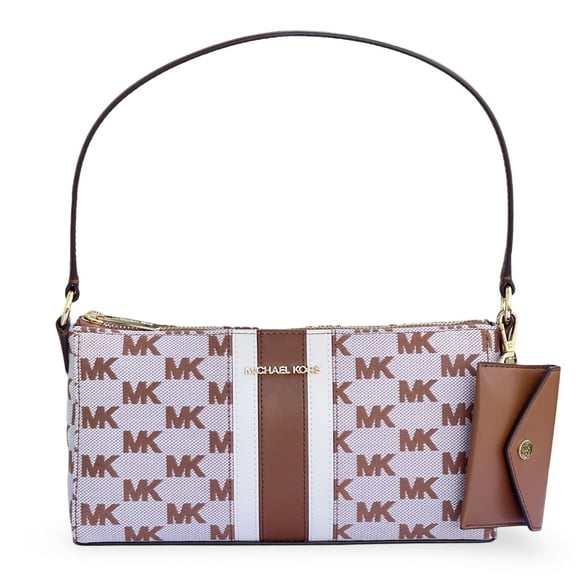 Michael Kors Women's Vincent Medium Logo Jacquard Pochette with Card Case (Luggage)