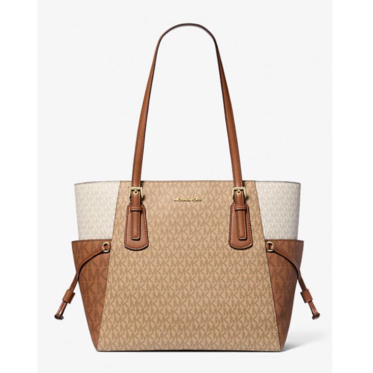 MICHAEL KORS トートバッグ　ミディアム　キャメル Michael Kors Women's Voyager Large Color-Block Signature Logo Tote