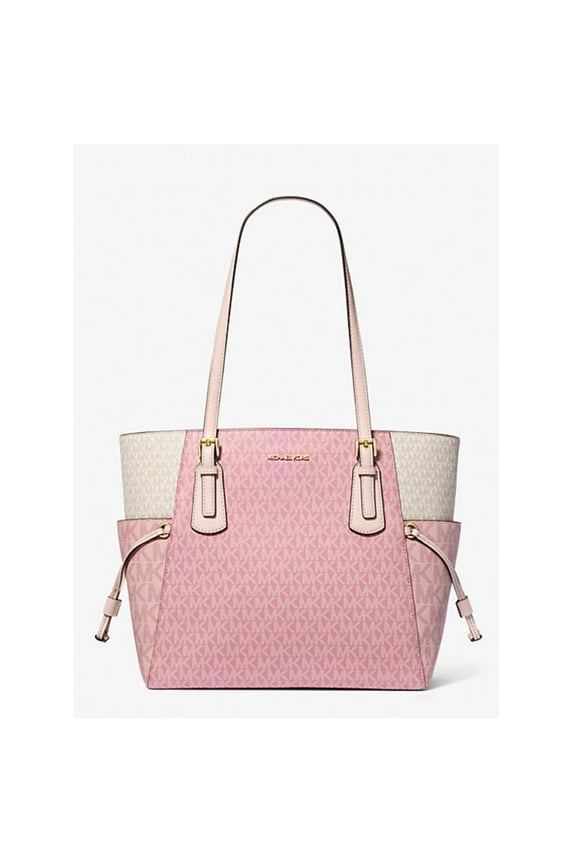 Women's Voyager Large Color-Block Signature Logo Tote Bag (Powder Blush Multi) 35S5GV6T7B-Pinkmulti
