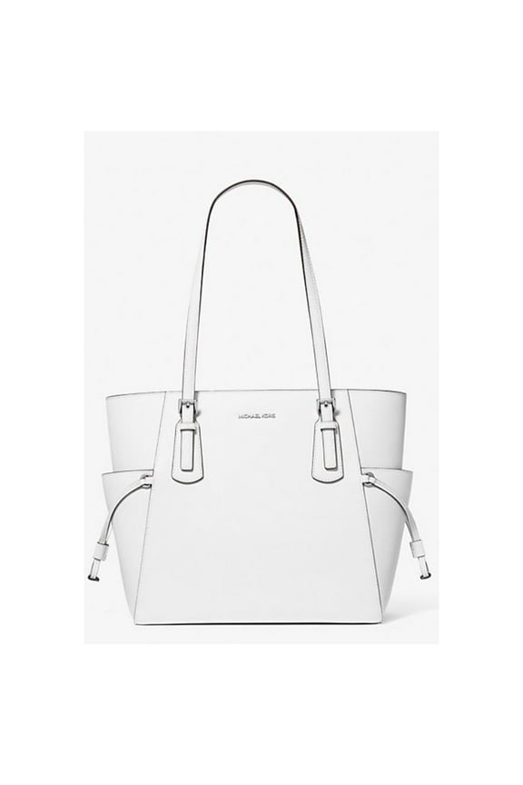 Women's Voyager Large Saffiano Leather Tote Bag (Optic White) 35S5SV6T7L-085