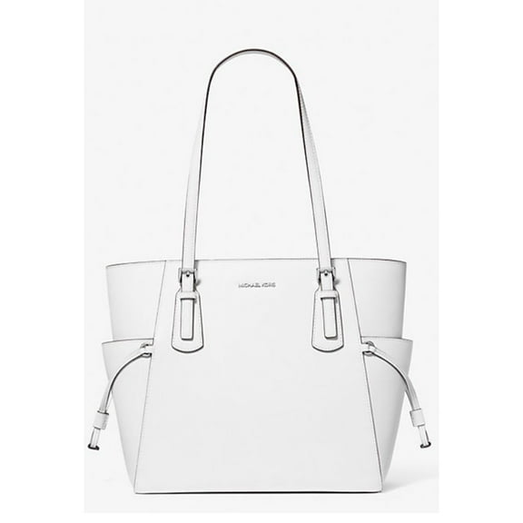 Michael Kors Women's Voyager Large Saffiano Leather Tote Bag (Optic White) 35S5SV6T7L-085