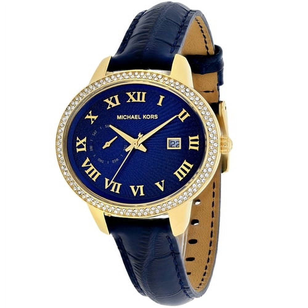 Michael Kors Gold and Crystal Women\'s Watch with Blue and Gold Band Michael Kors Everest Chronograph Blue Dial Gold Steel Strap  main image 3