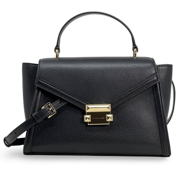 Michael Kors Women's Whitney Medium Flap Top Handle Satchel Handbag (Black)