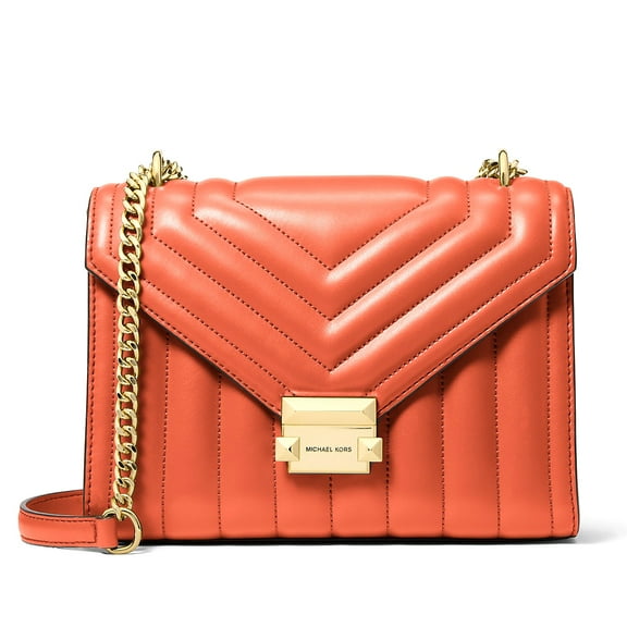 Michael Kors Women's Whitney Medium Quilted Shoulder Bag in Faux Leather (Red Clay)