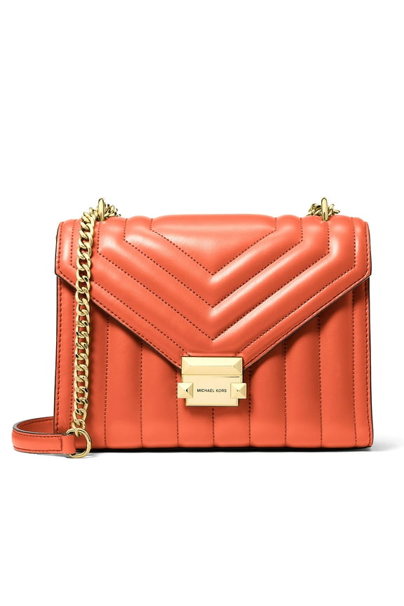 Women's Whitney Medium Quilted Shoulder Bag in Faux Leather (Red Clay)