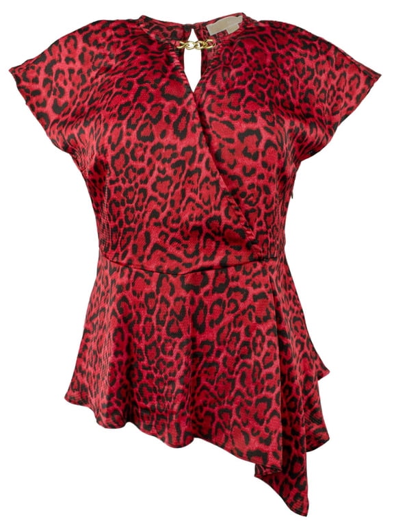 Women's Plus Wildcat Asymmetrical Hank Hem Top Blouse 1X
