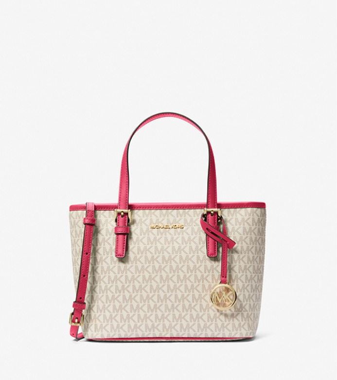 Michael Kors Women's XS Carry All Jet Set Tote Travel Bag, Carmine