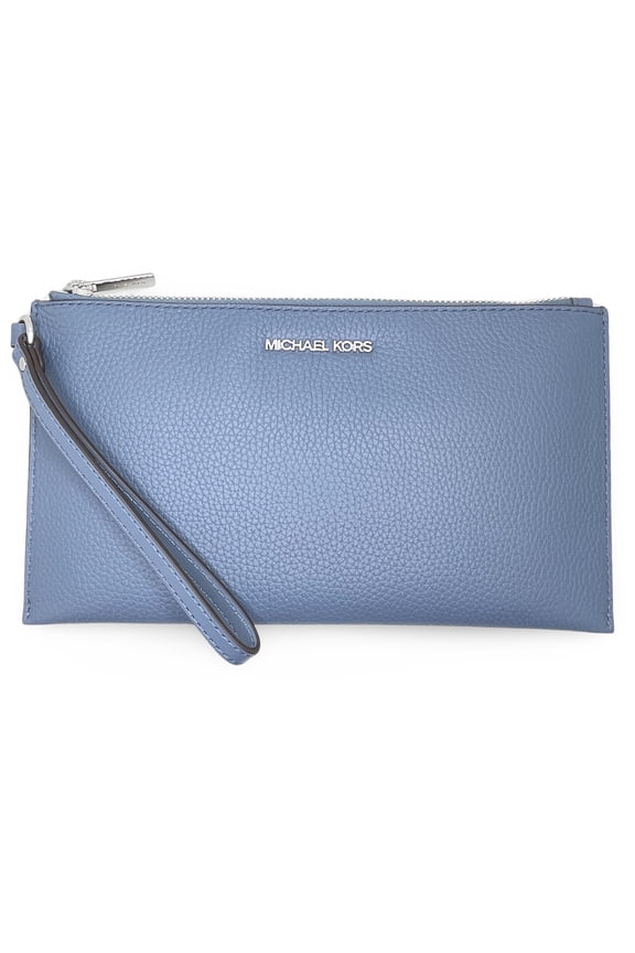 , Women's Zipper Pebbled Leather Wristlet Pouch