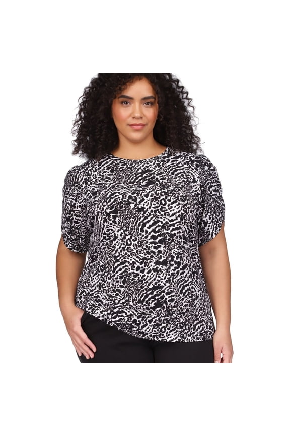 Womens Animal Print Jersey, White, Plus Size, 3X