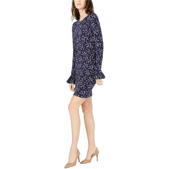 Michael Kors Womens Bell-Sleeve Swing Dress, Blue, Petite, PXS