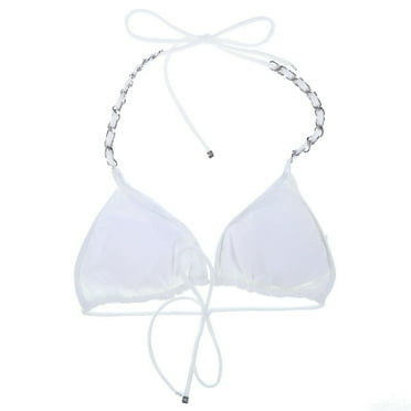 Michael Kors Womens Bikini Top Chain Strap Swimsuit Bathing Suit White S M L New