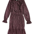 thumbnail image 1 of Michael Kors Womens Burnout Velvet Tiered Mini Dress, Purple, Petite, PL, 1 of 1