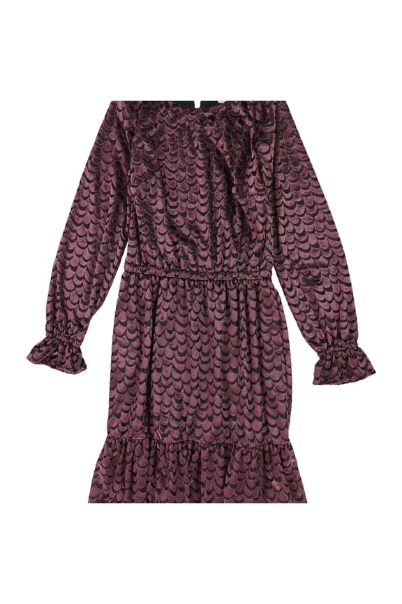 Womens Burnout Velvet Tiered Mini Dress, Purple, Petite, PL