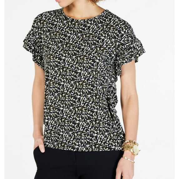 Michael Kors Womens Camo Pullover Blouse, Green, Small