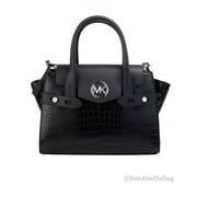 Michael Kors Womens Carmen Medium Crocodile Embossed Belted Satchel 35H3SNMS2I-001