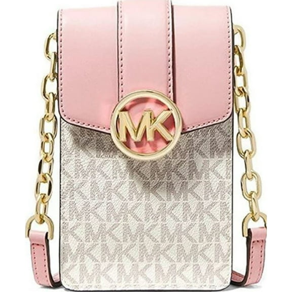 Michael Kors Womens Carmen Small Faux Leather Phone Crossbody Bag 35S2GNMC5B-424 (Powder Blush)