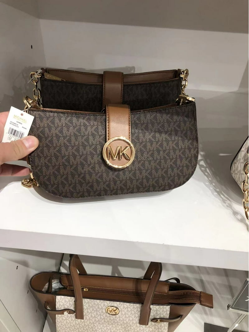 Michael Kors Carmen XS Real Small Leather Shoulder Bag, Brown