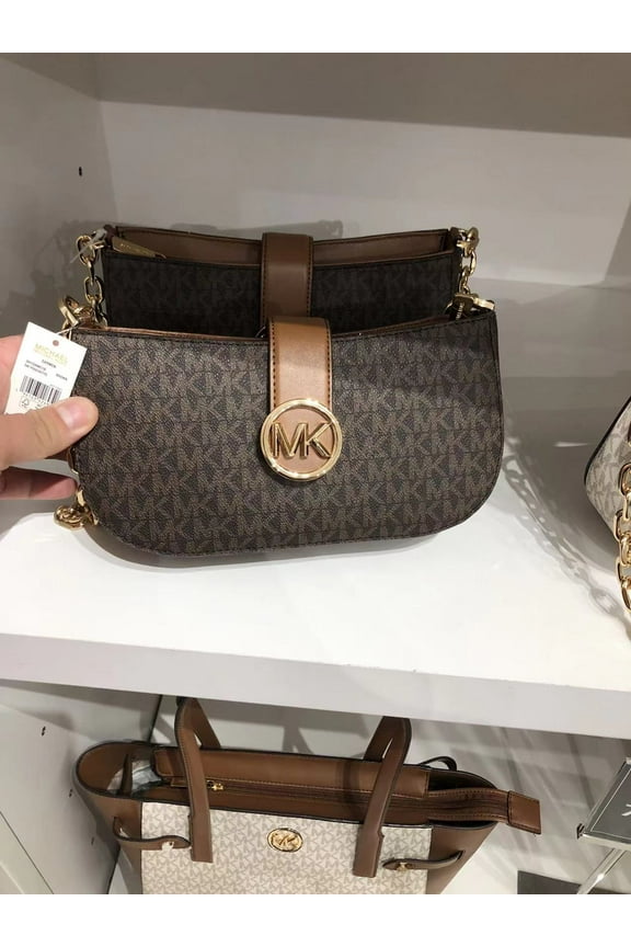 Womens Carmen XS Leather Pouchette Shoulder Bag 35F2GNMC1B-847 (Brown)