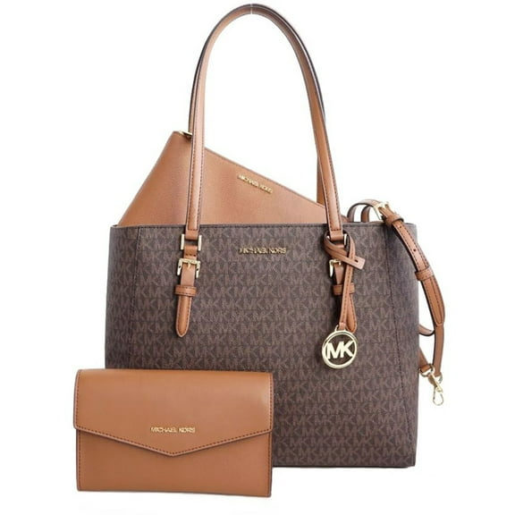 Michael Kors Womens Charlotte Large Leather 3-in-1 Tote Crossbody Handbag Brown 35F3GCFT9T-847