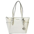 thumbnail image 1 of Michael Kors Womens Charlotte Large Logo and Leather Top-Zip Tote Bag Optic White 35T4SCFT7B-Opwhite, 1 of 9